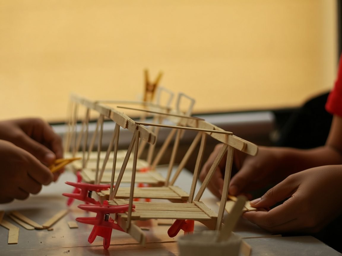 Students building a model together